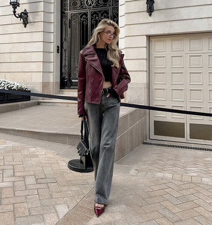 Wine Red Leather Jacket