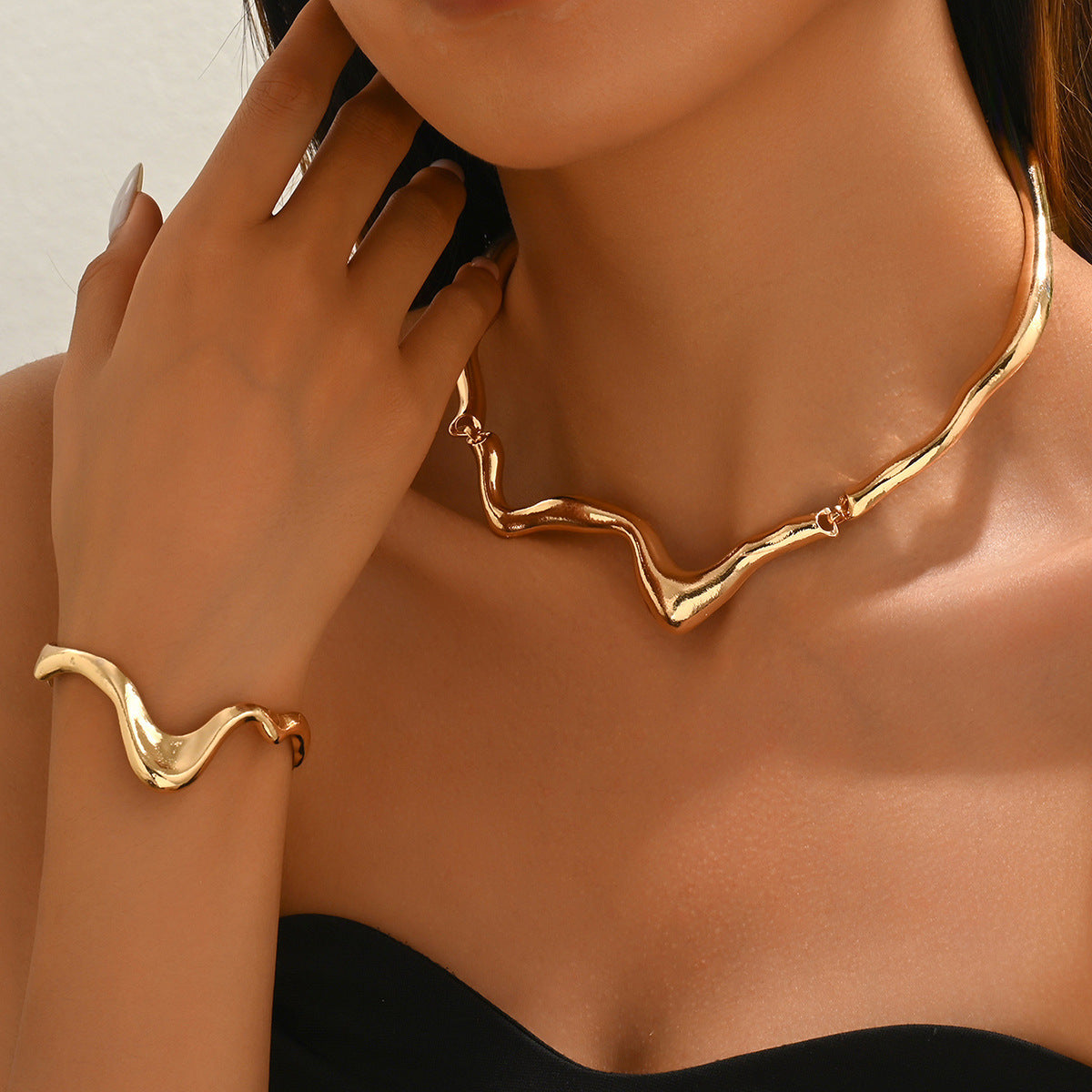 Lava Twisted Collar Bracelet and Necklace