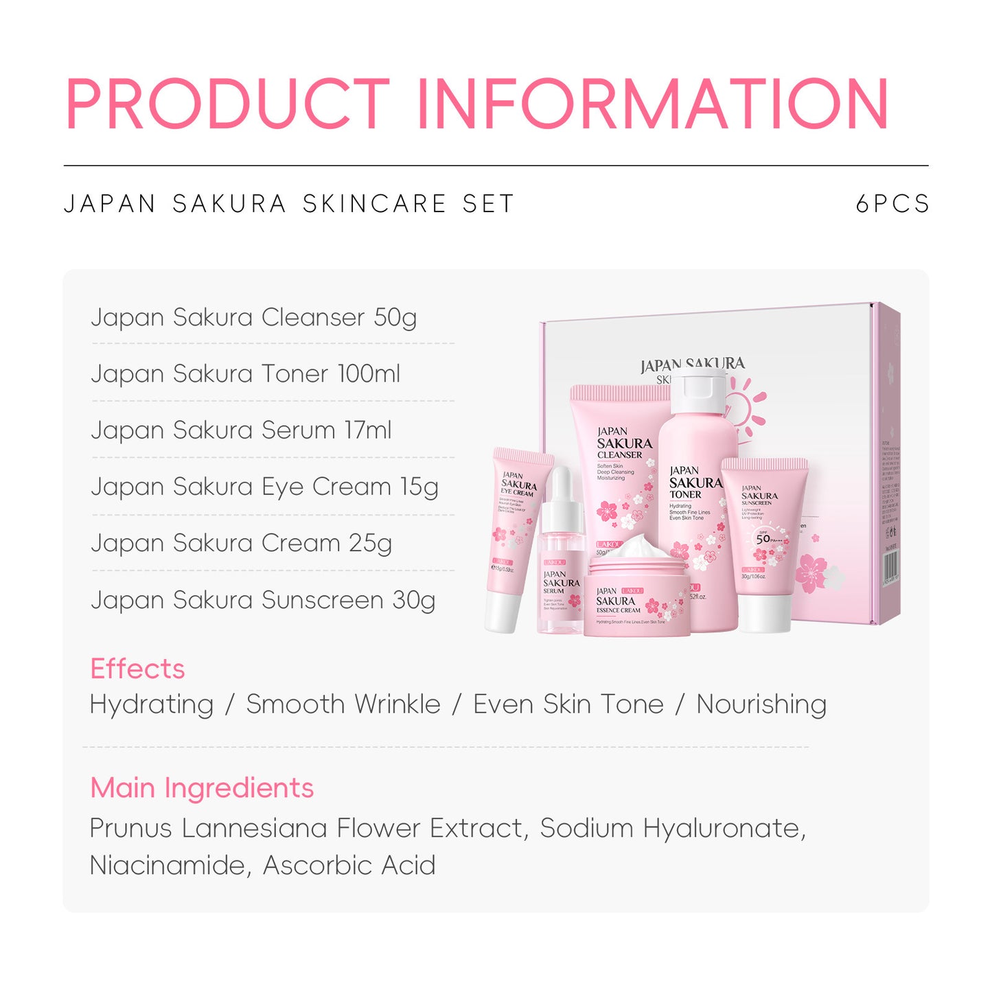 Japanese Set Of Cherry Blossom Skin Care