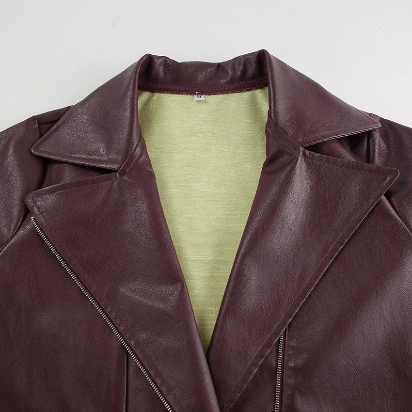 Wine Red Leather Jacket